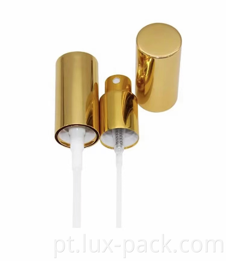 Atacado 18/410 18/415 Gold Aluminium Perfume Fine Mist Sprayer com tampa